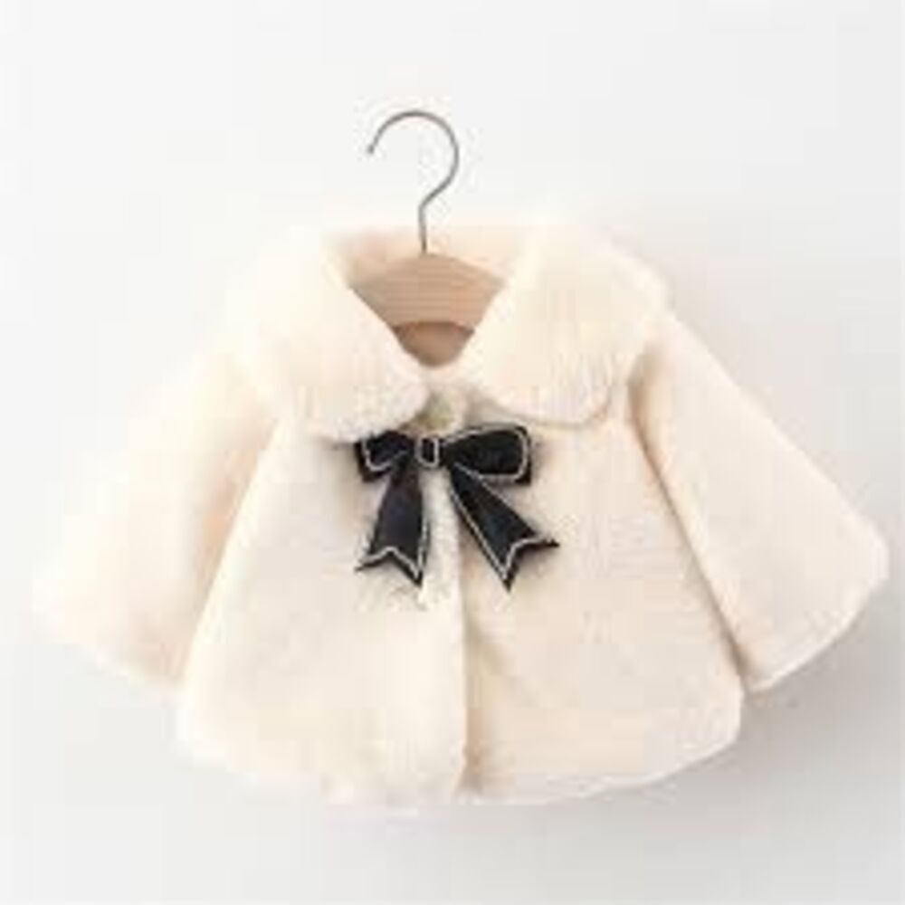 Faux Fur Baby Jacket By 90 Off White Plush Preppy Winter Snow Size 18-24Mo NWT